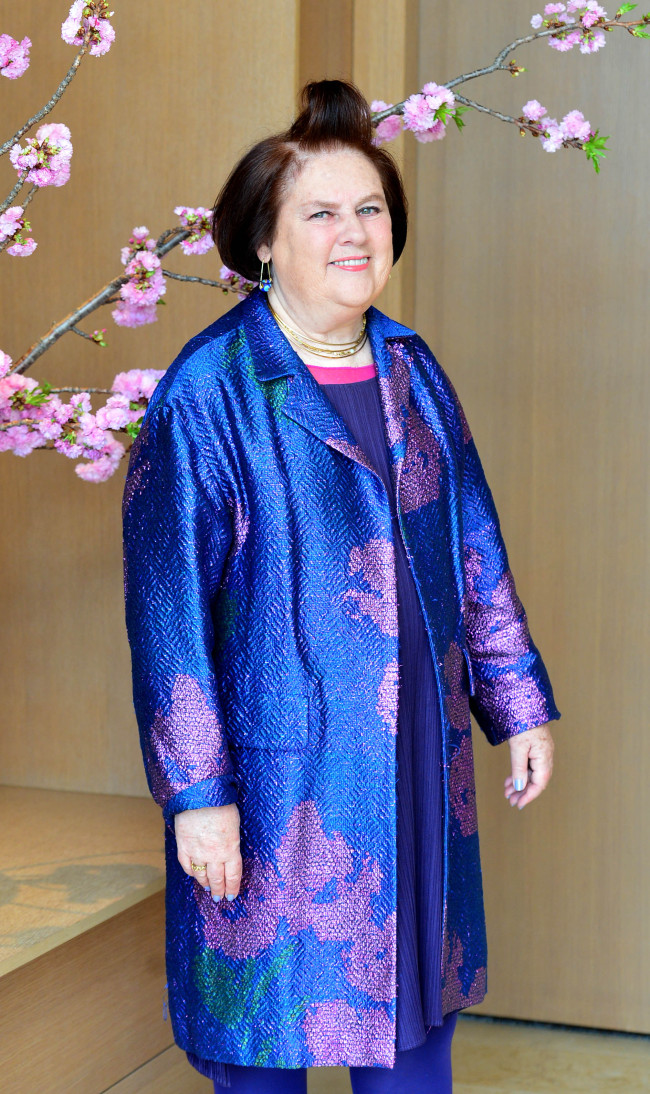 International Vogue Editor Suzy Menkes poses for a photograph at the Hotel Shilla in Seoul on Monday. (Yoon Byung-chan/The Korea Herald)
