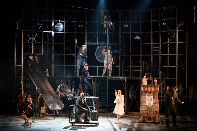 A scene from the U.K. original musical “Dead Dog in a Suitcase” (LG Arts Center)