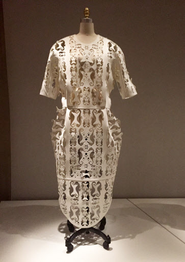 A machine-made dress by Thom Browne, made of EVA foam (AP-Yonhap)