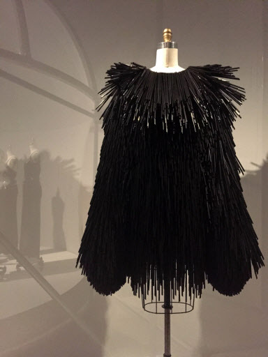 A dress by British designer Gareth Pugh, made out of drinking straws (AP-Yonhap)