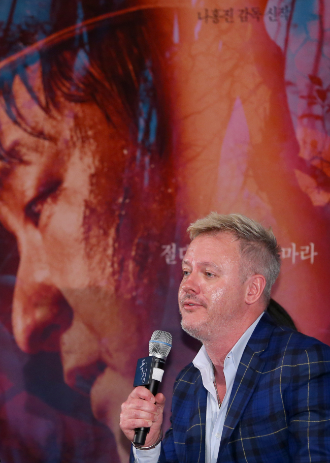 President of Fox International Production Tomas Jegeus speaks after a press screening of “The Wailing” in Seoul on Tuesday. (Yonhap)