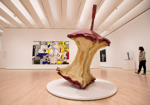 An art piece called “Geometric Apple Core” is seen inside the San Francisco Museum of Modern Art in California on Saturday. (AFP-Yonhap)