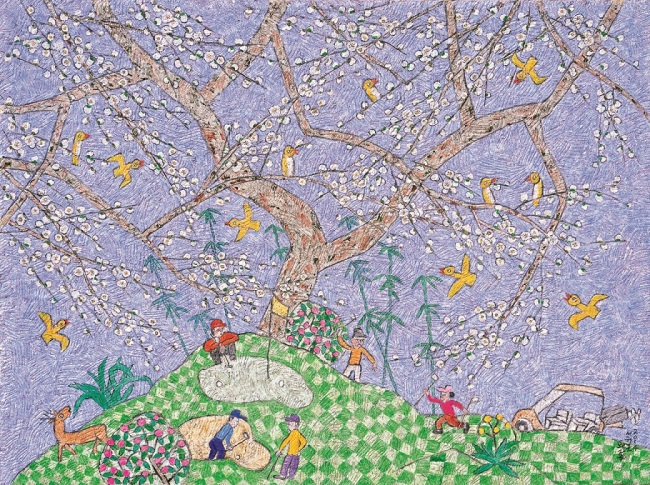 제주생활의 중도, 2014, 장지위에 혼합, 172×230㎝ [사진제공=현대화랑]