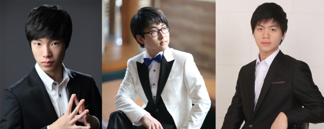 From left: Park Jin-hyung, Kim Jun-ho, and Han Kyu-ho, respectively the first, second, and third place winners at this year's 68th Prague Spring International Music Competition. (Kumho Art Hall)