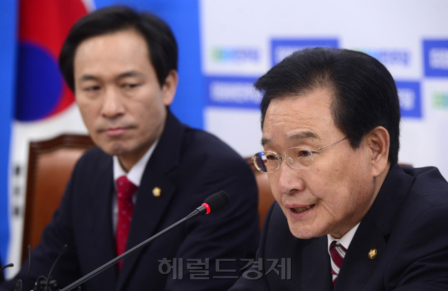 변재일 더불어민주당 정책위의장이 26일 오전 서울 여의도 국회에서 열린 정책조정회의에서 모두발언을 하고 있다. 박해묵 기자/mook@heraldcorp.com