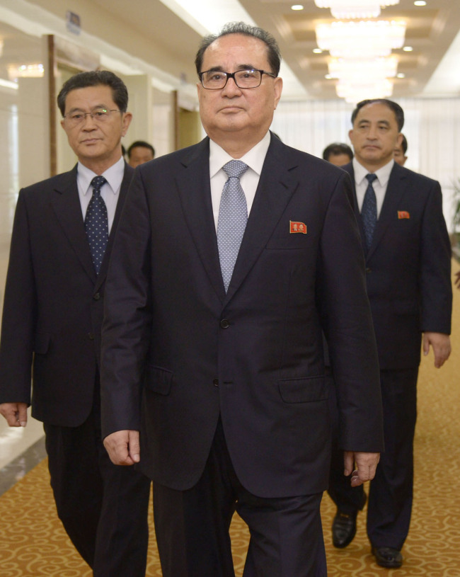 Ri Su-young, vice chairman of the North Korean ruling party's Central Commitee and the director of the party's International Department, arrives at the Beijing Capital International Airport on Tuesday. (Yonhap)