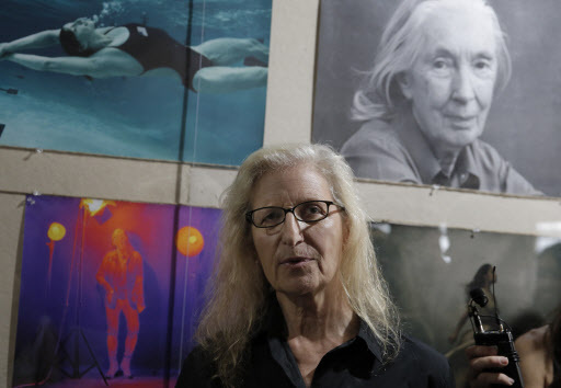American portrait photographer Annie Leibovitz attends the media preview of her photo exhibition “Women: New Portraits” in Hong Kong, on Tuesday. (AP-Yonhap)