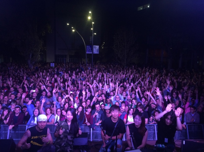 Jambinai, a musical band inspired by traditional Korean music, poses after performing at the Bam Music Festival in Barcelona in September 2015. (Courtesy of the band)