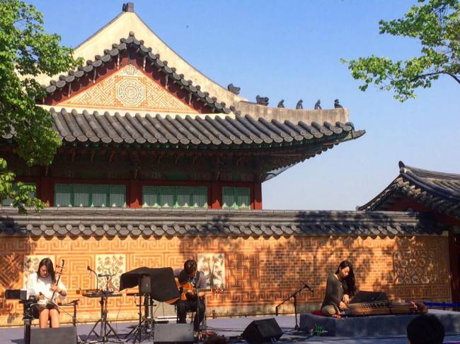 Jambinai, a musical band inspired by traditional Korean music, performs at the “Twinkle Concert at the Palace” at Jagyeongjeon in Gyeongbokgung Palace on May 29. (Courtesy of the band)