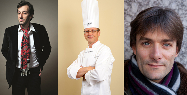 From left: French writer Antoine Laurain (Philippe Matsas/Seoul International Book Fair), French cook and author Antoine Schaefers and French journalist and author Sebastien Falleti (Seoul International Book Fair)