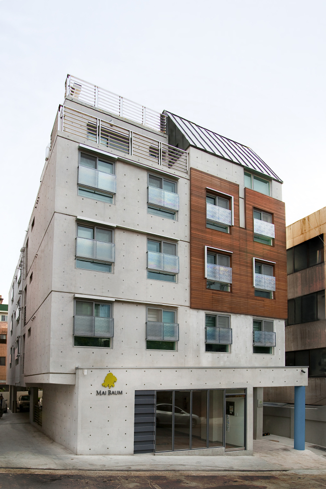 5층짜리 도시형생활주택으로 탈바꿈한 모습. 꼭대기에 주인집, 임대세대 23가구, 상가 1실로 구성됐다.
[사진=수목건축]