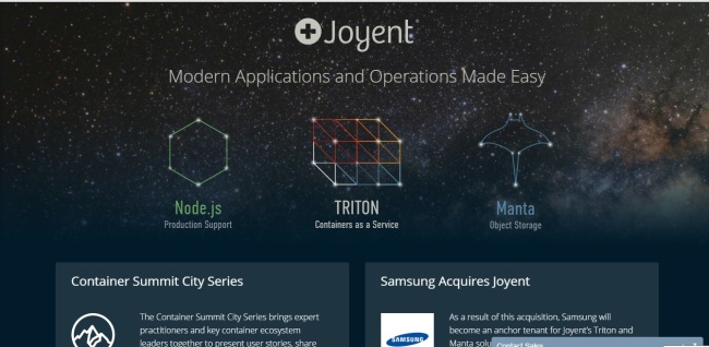 Screen capture of Joyent's homepage