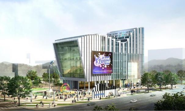 Aerial view of SM Entertainment’s culture center in Changwon