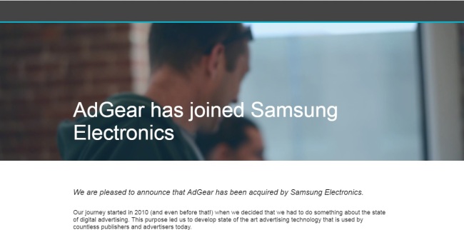 A captured image of AdGear’s webpage.