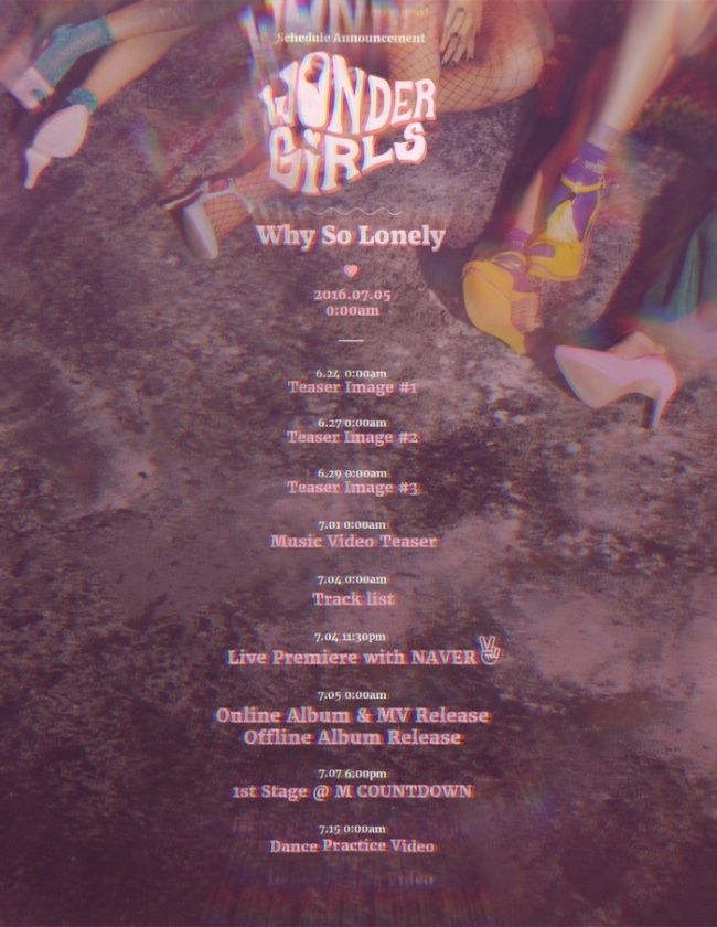 Wonder Girls’ release plan for their upcoming album (JYP Entertainment)