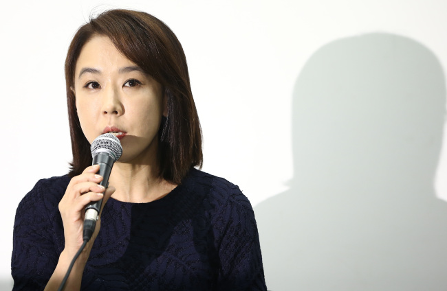 Busan International Film Festival’s executive director Kang Soo-yeon speaks to reporters at a press conference in central Seoul on Thursday. (Yonhap)