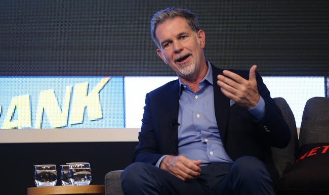 Reed Hastings speaks to reporters at a press conference in Seoul on Thursday.