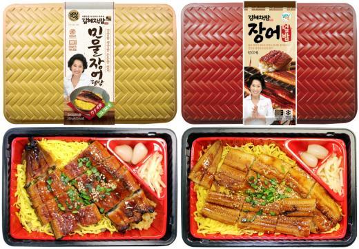 ▲세븐일레븐 ‘홍삼불고기 도시락’
◀GS25의 ‘김혜자 민물장어덮밥’