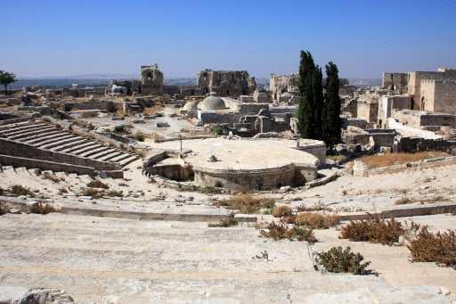 The theater inside the UNESCO-listed citadel controlled by the Syrian regime forces in the northern Syrian city of Aleppo (AFP-Yonhap)