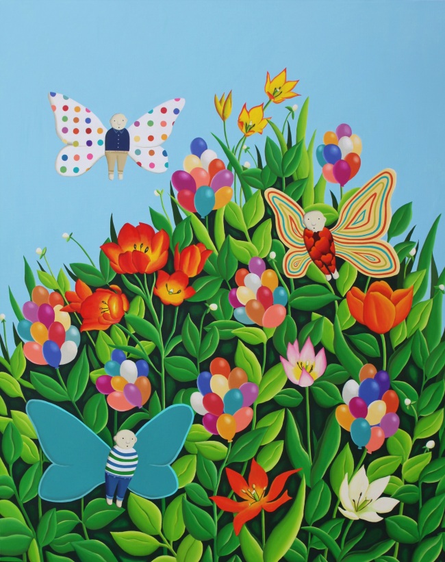 나비가 되다, 162×132㎝, 캔버스에아크릴릭, 2013  [사진제공=신한갤러리]