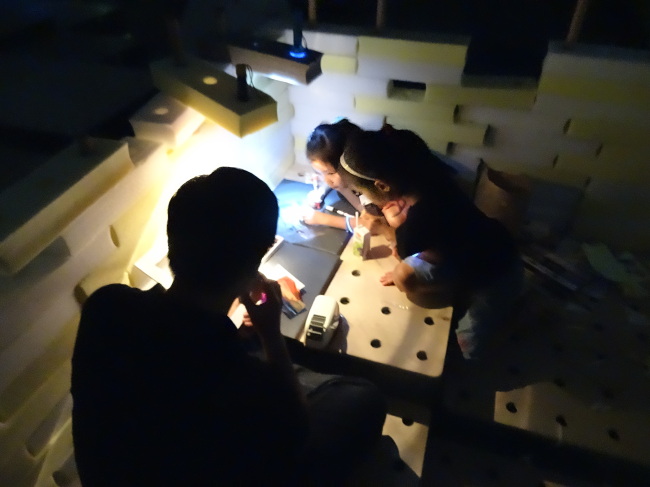 A dad and his two girls work on their art project during the summer night program at the National Museum of Modern and Contemporary Art, Korea. (MMCA)