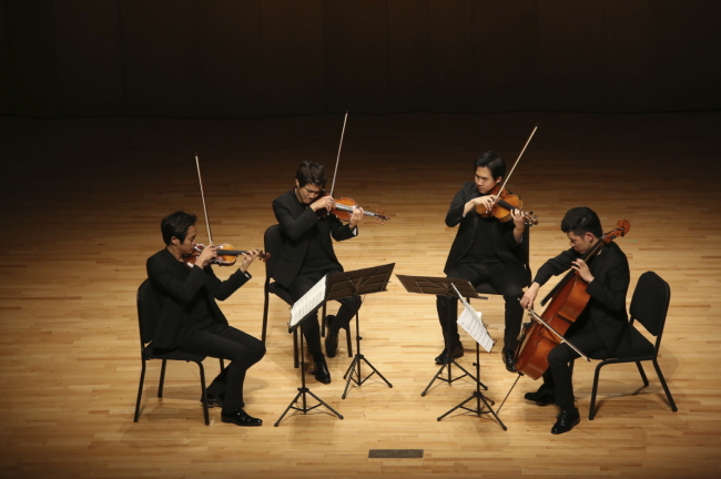 The Novus Quartet performs at the Pyeongchang Music Festival & School’s “Distinguished Artists Series VI” on Tuesday night at the Alpensia Concert Hall. (Pyeongchang Music Festival & School)