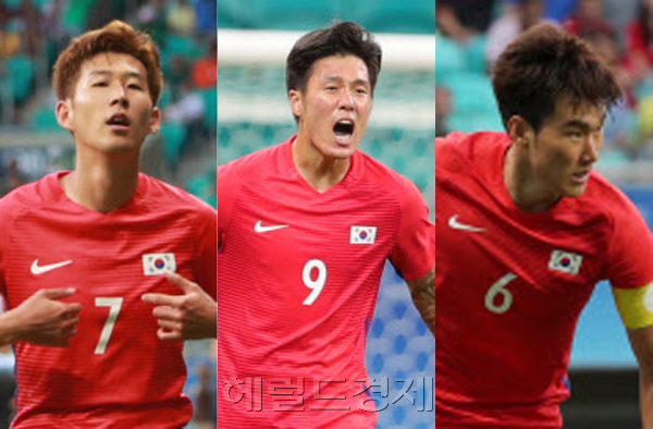 (왼쪽부터) 손흥민, 석현준, 장현수 [리우=박해묵 기자/mook@heraldcorp.com]