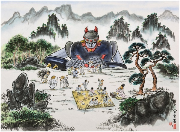 야외 서당, 43×32㎝, 한지에 수묵담채
[사진제공=롯데갤러리]