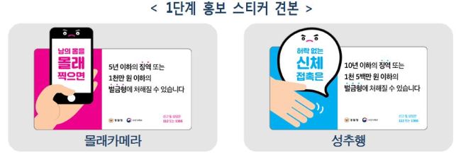 경찰은 22일부터 다중밀집시설과 학교에 성범죄를 예방하기 위해 경고 스티커를 부착한다.  [사진=경찰청]