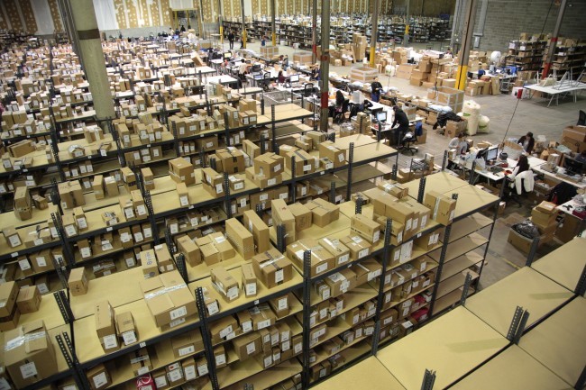 A shipping warehouse in New Jersey operated by Malltail, an international shipping service for direct shoppers. Malltail