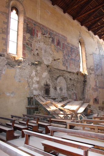 This photo taken on Aug. 24 shows the Basilica di San Francesco in Amatrice, central Italy, where a 6.1-magnitude earthquake struck Wednesday. (AP-Yonhap)