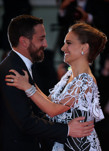 Actress Natalie Portman and director Pablo Larrain arrive for the premiere of the movie “Jackie” in competition at the 73rd Venice Film Festival in Venice, Italy, Wednesday. (Xinhua)