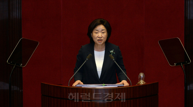 [사진= 20일 오전 서울 여의도 국회_본회의_정의당 심상정 대표_비교섭단체 대표연설./ 안훈 기자 rosedale@heraldcorp.com]