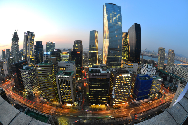 The financial district in Yeouido, western Seoul.