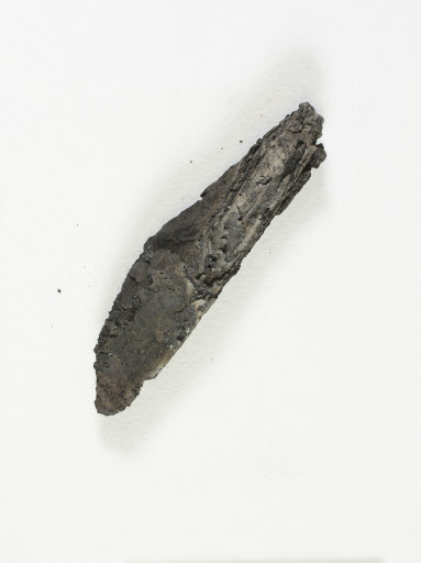 This undated photo released by the Israel Antiquities Authority shows an ancient charred scroll destroyed in a fire centuries ago. (AP-Yonhap)