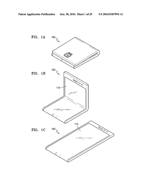 A blueprint of Samsung's foldable smartphones submitted to the USPTO.