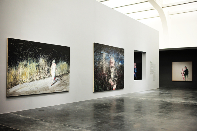 Installation view of a retrospective of Chinese artist Zeng Fanzhi’s work, titled “Zeng Fanzhi: Parcours,” running until Nov. 19 at Ullens Centre for Contemporary Art in Beijing (Ullens Center for Contemporary Art)