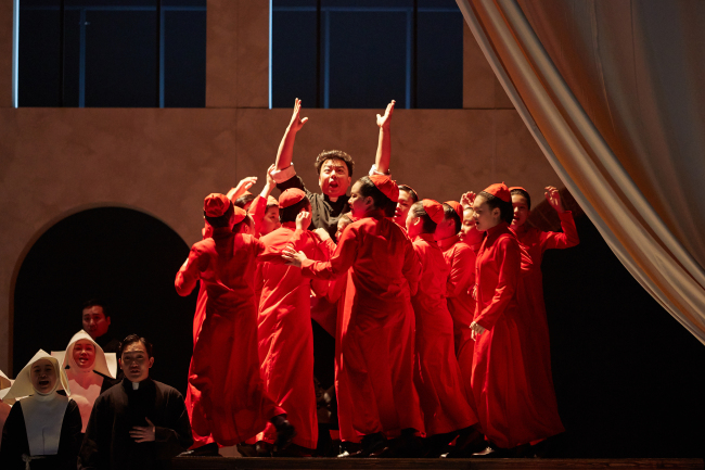 A scene from the Korea National Opera’s latest production of G. Puccini’s “Tosca,” which will be staged from Oct. 13 to 16 at the Seoul Arts Center. (Korea National Opera)