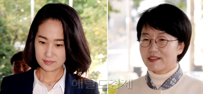 ［헤럴드경제=박현구 기자］4ㆍ13 총선 당시 홍보비 리베이트 의혹으로 기소된 국민의당의 박선숙ㆍ김수민 의원이 12일 오전 서울 마포구 서울서부지법에서 열린 속행 공판에 각각 출석, 법정으로 향하고 있다. 이들 의원은 두 차례 구속영장 기각 끝에 공직선거법ㆍ선거자금법 위반 혐의로 지난 8월 불구속 기소된 바 있다. phko@heraldcorp.com