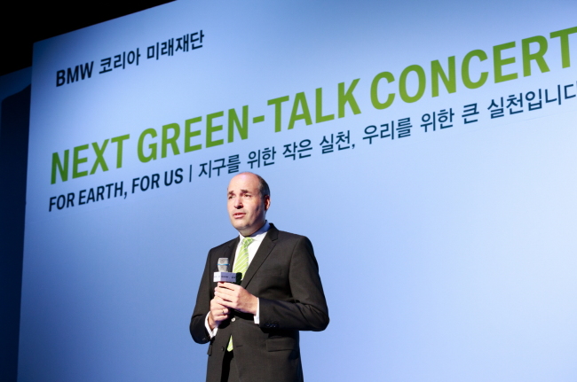 BMW Korea Chief Financial Officer Torben Karasek delivers a speech at the event. BMW Korea