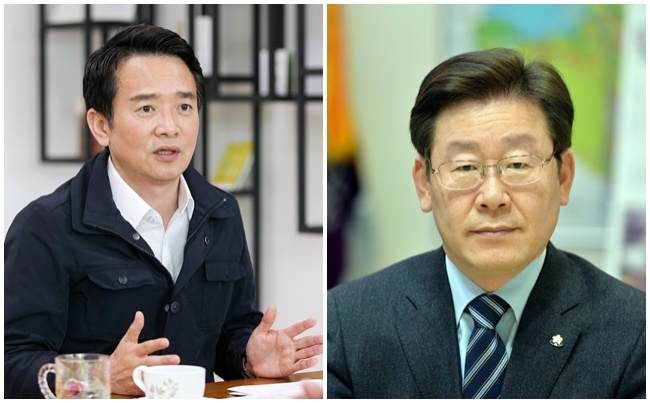 남경필지사(왼쪽)과 이재명 성남시장(오른쪽)
남경필지사(왼쪽)과 이재명 성남시장(오른쪽)