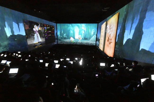 NCSoft unveils "Lineage Red Nights" during a launch event held at the Yongsan CVG in Seoul, Thursday. NCSoft