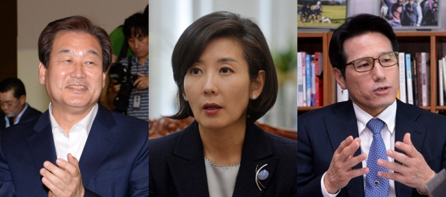 [사진=새누리당 비박계 의원 40여명이 31일 국회 의원회관에서 ‘최순실 국정농단’ 수습을 위한 청와대의 후속 대책과 당 지도부의 책임을 묻기 위한 조치를 논의했다. (왼쪽부터) 김무성, 나경원, 정병국 의원.]