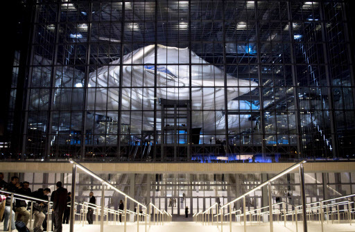 An interior view of Italian architect Massimiliano Fuksas’ new Rome Congress Center, known as “The Cloud,” in Rome, Italy, Saturday. (EPA-Yonhap)