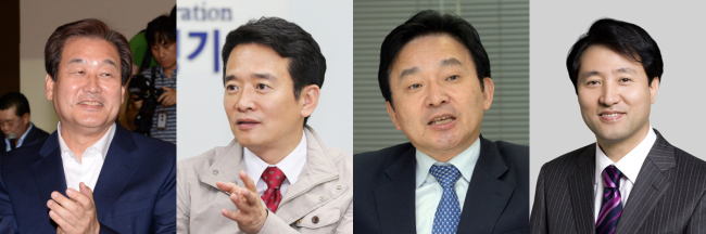 (왼쪽부터)새누리당 비주류 대선주자인 김무성 의원, 남경필 경기도지사, 원희룡 제주도지사, 오세훈 전 서울시장이 1일 국회에서 회동을 추진하고 있는 것으로 알려졌다.