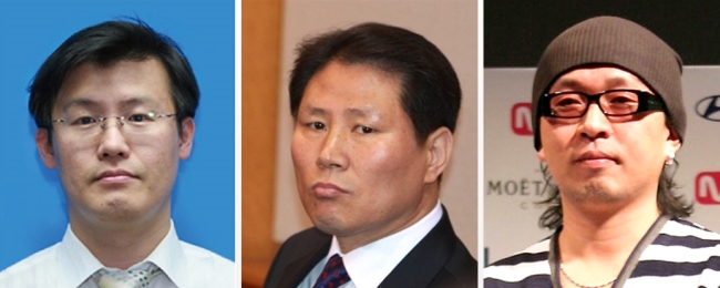 정호성 전 청와대 부속비서관, 안봉근 전 부속비서관, 차은택 CF감독(왼쪽부터)