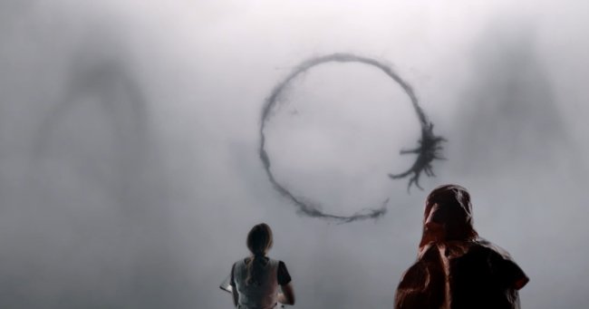 A still from the movie “Arrival” shows a symbol from an alien visitation (Paramount Pictures)