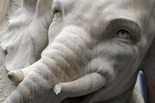 A view of the damaged “Elephant and Obelisk” statue, designed by Gian Lorenzo Bernini, in piazza della Minerva near the Pantheon in Rome, Monday. (AP-Yonhap)