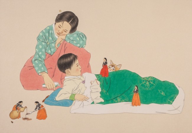 당신이 잠든 사이 17, 82x120cm, 장지에 채색, 2016 [사진제공=갤러리 선 컨템포러리]