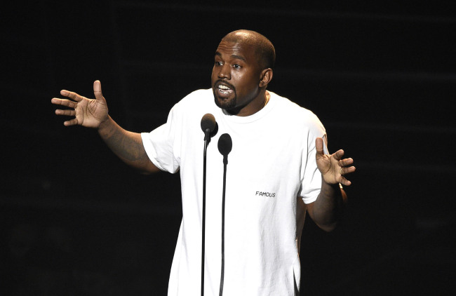 Kanye West appears at the MTV Video Music Awards at Madison Square Garden in New York. (Yonhap-AP)